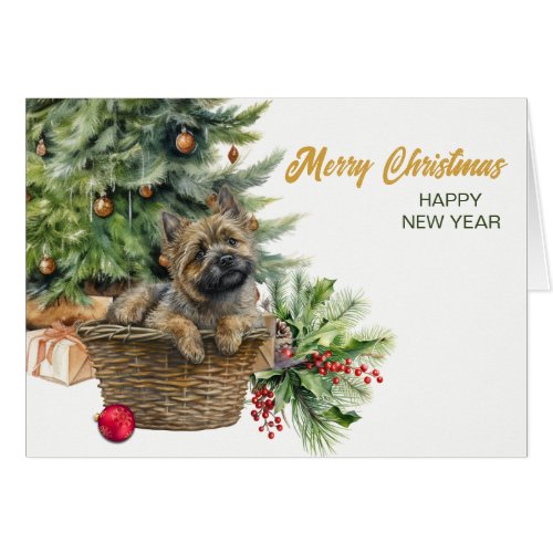 Cairn Terrier Dog Wicker Basket Christmas Tree
