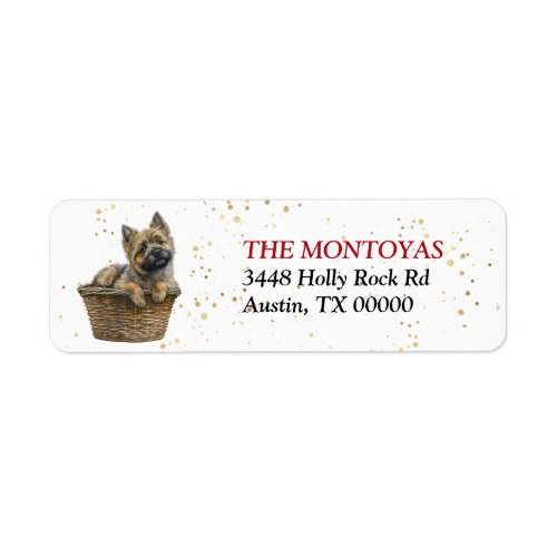 Cairn Terrier Dog Wicker Basket Return Address Label