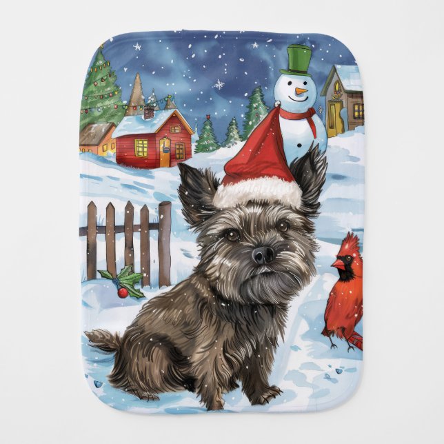 Cairn Terrier Dog Winter Wonderland Christmas Joy Baby Burp Cloth (Front)