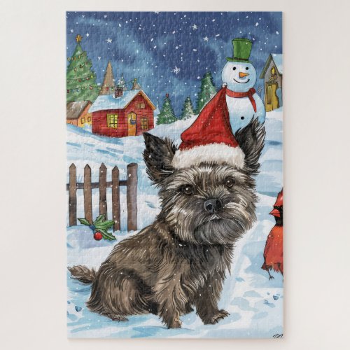 Cairn Terrier Dog Winter Wonderland Christmas Joy Jigsaw Puzzle