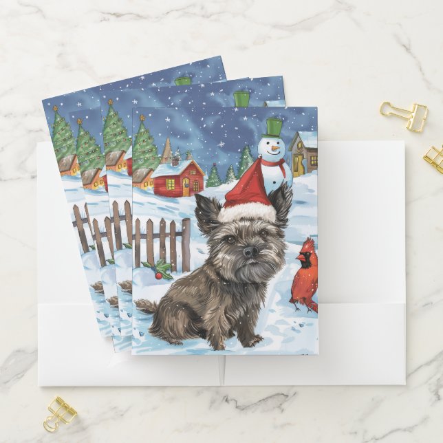 Cairn Terrier Dog Winter Wonderland Christmas Joy Pocket Folder (In Situ)