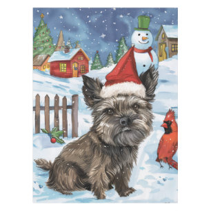 Cairn Terrier Dog Winter Wonderland Christmas Joy Tablecloth