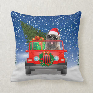 Cairn Terrier dog with Christmas gifts Throw Pillow