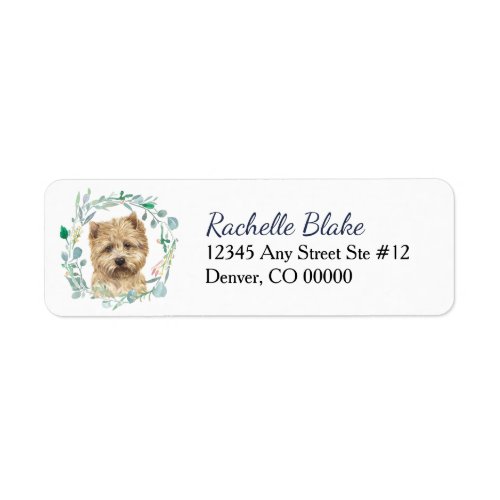 Cairn Terrier Dog Wreath Return Address Label