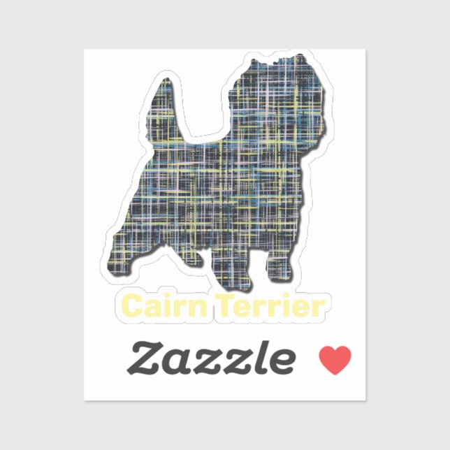 Cairn Terrier Dog Yellow & Black Grid Line Sticker (Sheet)