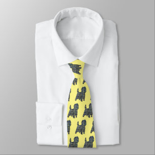 Cairn Terrier Dog Yellow & Blue Gridlines Yellow Neck Tie