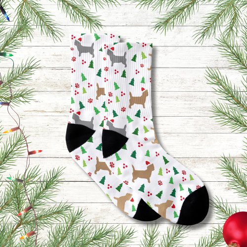Cairn Terrier Dogs Merry Christmas Tree White Socks