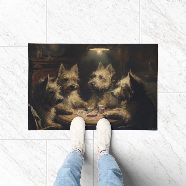 Cairn Terrier Dogs Playing Poker Art Doormat (Indoor)