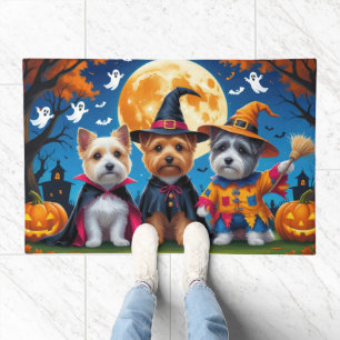Cairn Terrier Dogs Pumpkin Halloween Funny Doormat