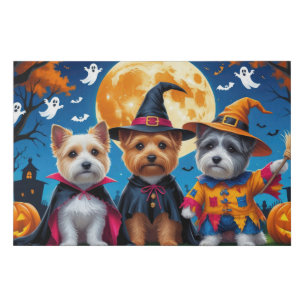 Cairn Terrier Dogs Pumpkin Halloween Funny Faux Canvas Print