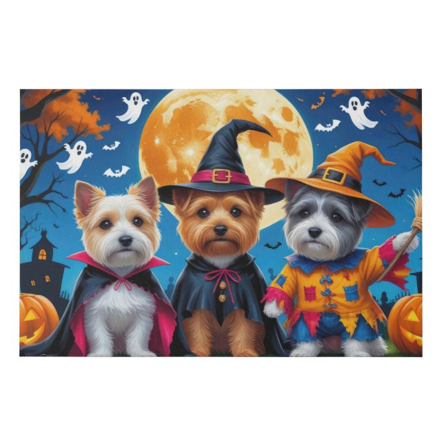 Cairn Terrier Dogs Pumpkin Halloween Funny Faux Canvas Print (Front)