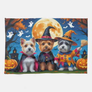 Cairn Terrier Dogs Pumpkin Halloween Funny Kitchen Towel