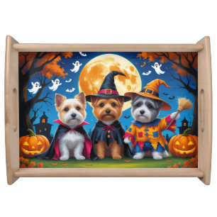 Cairn Terrier Dogs Pumpkin Halloween Funny Serving Tray