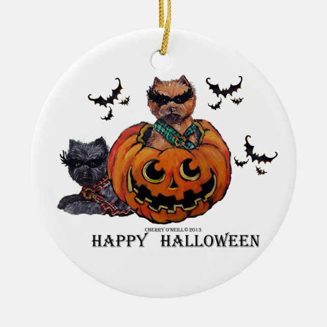 Cairn Terrier Halloween Ceramic Ornament (Front)