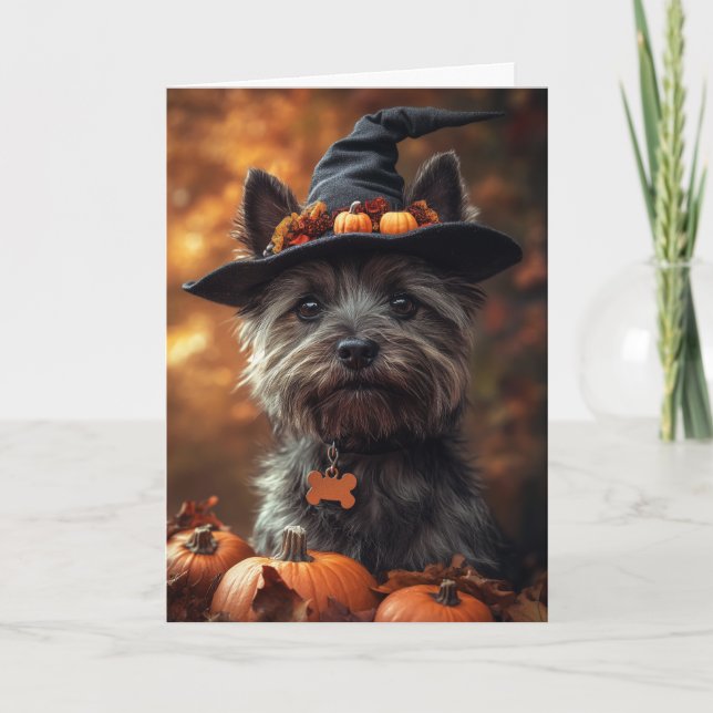 Cairn Terrier Halloween Holiday Card (Front)
