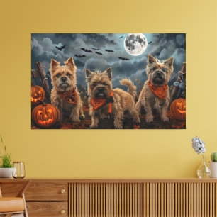 Cairn Terrier Halloween Spooky Canvas Print