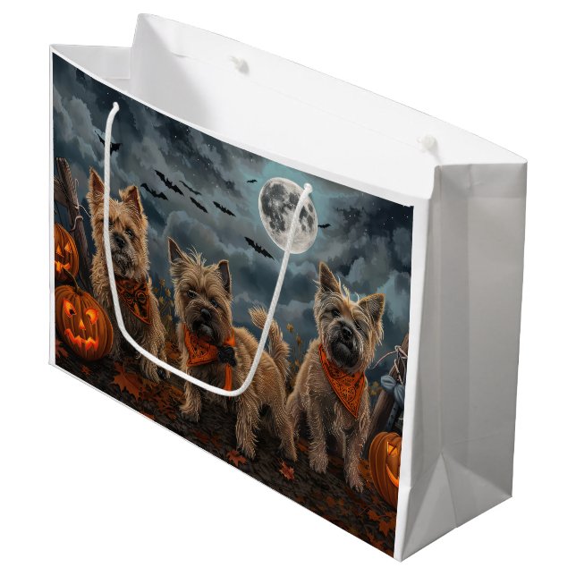 Cairn Terrier Halloween Spooky Large Gift Bag (Front Angled)