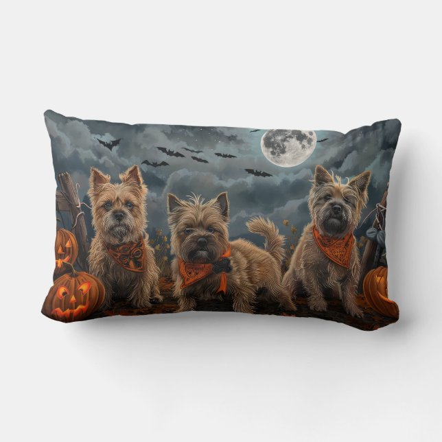 Cairn Terrier Halloween Spooky Lumbar Pillow (Back)