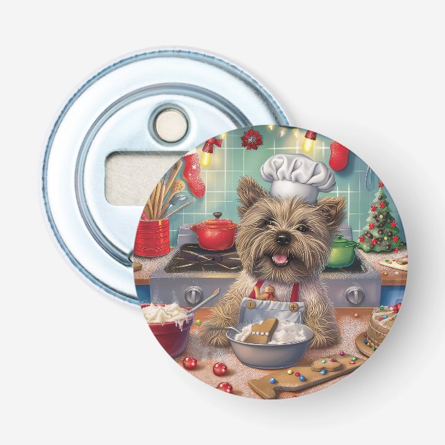 Cairn Terrier Holiday Baking: Festive Christmas  Bottle Opener (Front)