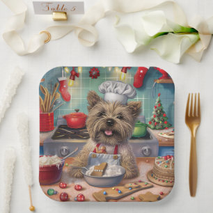 Cairn Terrier Holiday Baking: Festive Christmas  Paper Plates