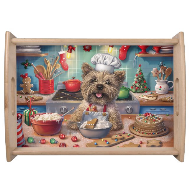 Cairn Terrier Holiday Baking: Festive Christmas  Serving Tray (Front)
