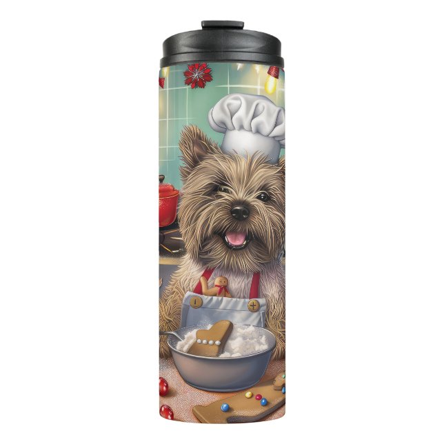 Cairn Terrier Holiday Baking: Festive Christmas  Thermal Tumbler (Front)