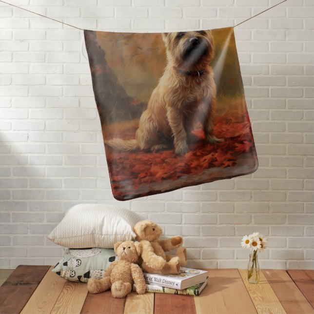 Cairn Terrier in Autumn Leaves Fall Inspire  Baby Blanket (In Situ)