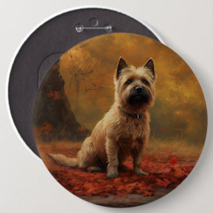 Cairn Terrier in Autumn Leaves Fall Inspire Button