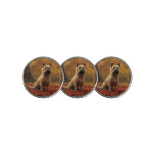 Cairn Terrier in Autumn Leaves Fall Inspire Golf Ball Marker