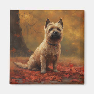 Cairn Terrier in Autumn Leaves Fall Inspire Magnet