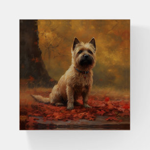 Cairn Terrier in Autumn Leaves Fall Inspire Paperweight