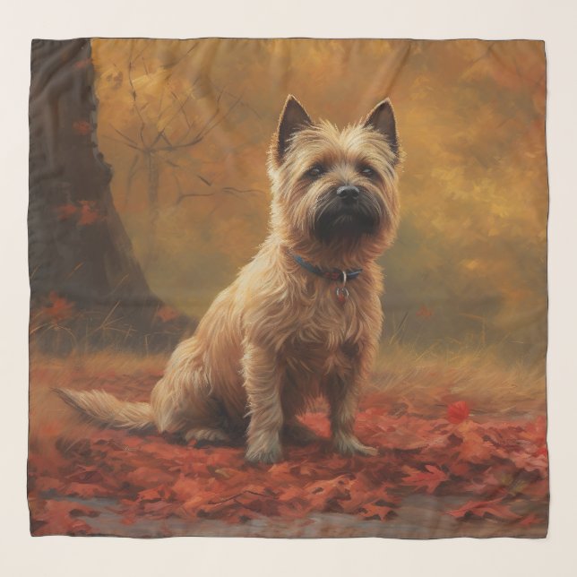 Cairn Terrier in Autumn Leaves Fall Inspire  Scarf (Front)