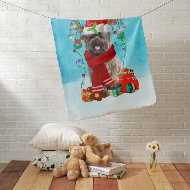 Cairn Terrier in snow with Christmas gifts  Baby Blanket (In Situ)
