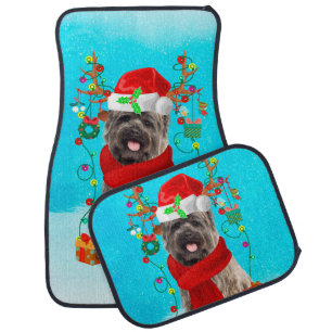 Cairn Terrier in snow with Christmas gifts Car Floor Mat