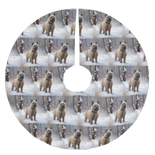 Cairn Terrier Let It Snow Christmas  Brushed Polyester Tree Skirt