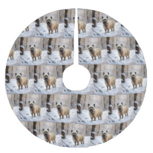 Cairn Terrier Let It Snow Christmas Brushed Polyester Tree Skirt