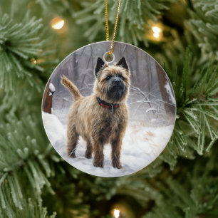 Cairn Terrier Let It Snow Christmas Ceramic Ornament