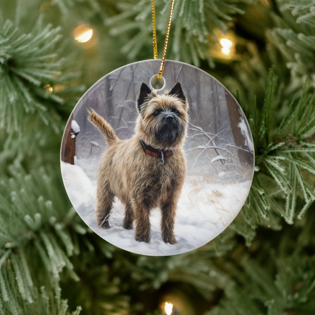 Cairn Terrier Let It Snow Christmas  Ceramic Ornament (Tree)