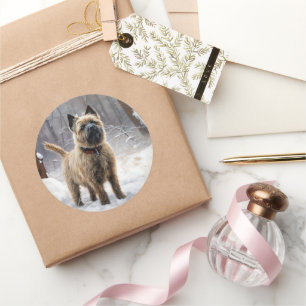 Cairn Terrier Let It Snow Christmas Classic Round Sticker