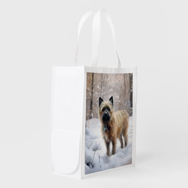Cairn Terrier Let It Snow Christmas Grocery Bag (Front Side)