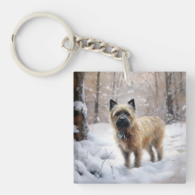 Cairn Terrier Let It Snow Christmas Keychain (Front)
