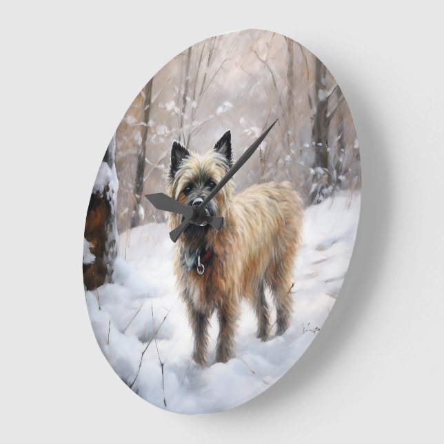 Cairn Terrier Let It Snow Christmas Large Clock (Angle)
