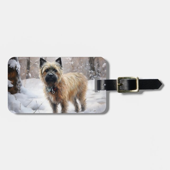 Cairn Terrier Let It Snow Christmas Luggage Tag (Front Horizontal)