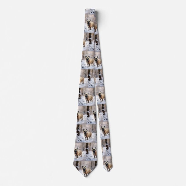Cairn Terrier Let It Snow Christmas Neck Tie (Front)
