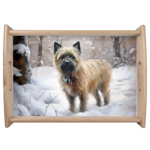 Cairn Terrier Let It Snow Christmas Serving Tray