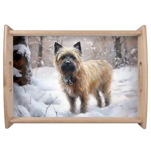 Cairn Terrier Let It Snow Christmas Serving Tray