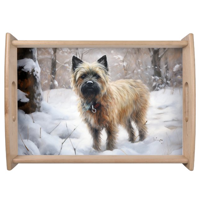Cairn Terrier Let It Snow Christmas Serving Tray (Front)