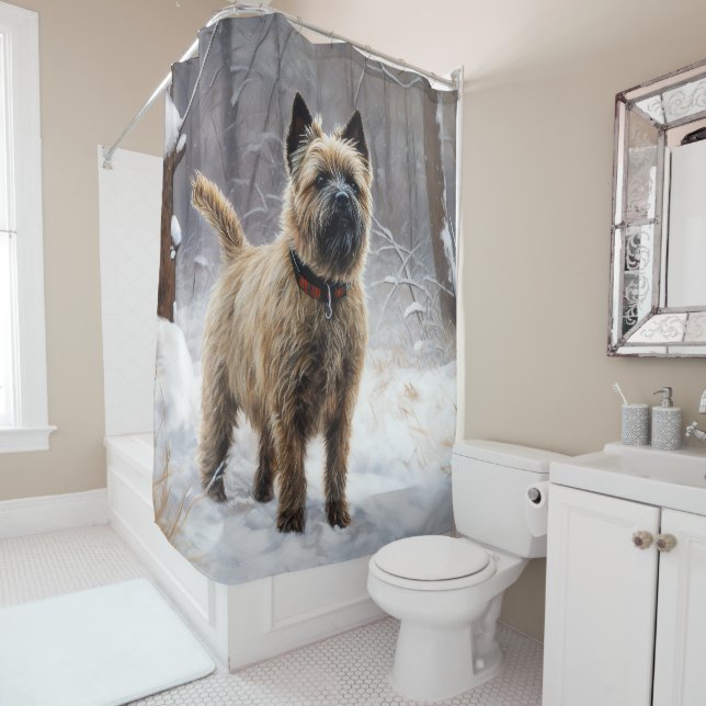Cairn Terrier Let It Snow Christmas  Shower Curtain (In Situ)