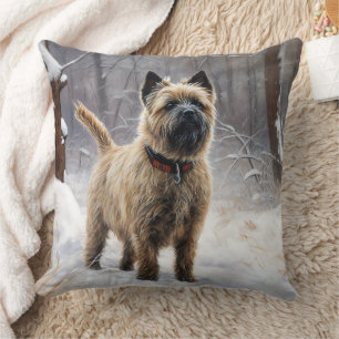 Cairn Terrier Let It Snow Christmas Throw Pillow