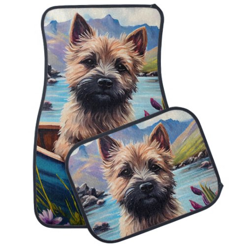 Cairn Terrier on a Paddle A Scenic Adventure Car Floor Mat